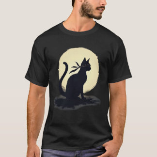 Mysterieuze Ninja Kat Silhouet T-Shirt