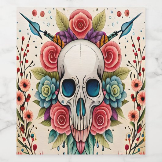 Mysterieuze Schedel Wijn Etiket (Enkel label)