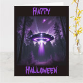 Mysterieuze UFO Halloween Kaart (Gele Bloem)