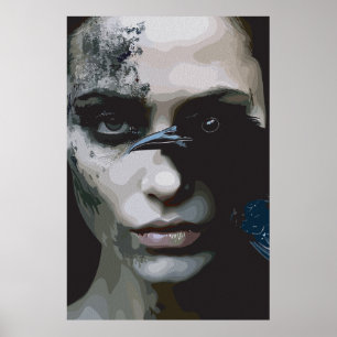 Mysterieuze vrouw met Raven Poster