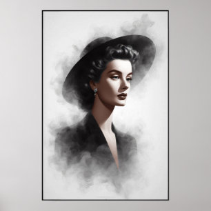 Mysterieuze vrouwelijk portretkunst uit de jaren 4 poster