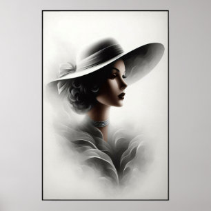 Mysterieuze vrouwelijk portretkunst uit de jaren 4 poster
