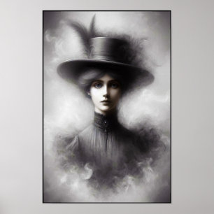 Mysterieuze vrouwelijke portretkunst uit het Victo Poster