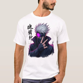 Mysterieuze witharige anime krijger met masker t-shirt