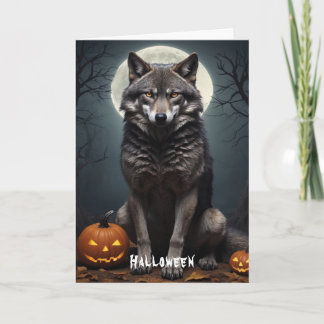 Mysterieuze wolf met pompoen Halloween kunst