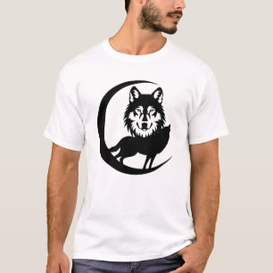 Mysterieuze Wolf Silhouette in Natuur met Night Po T-shirt