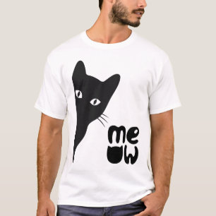 Mysterieuze zwarte kat - minimalistisch ontwerp t-shirt