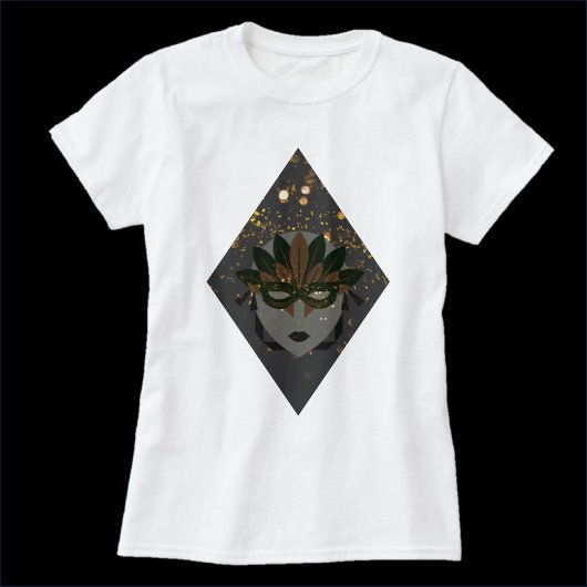 Mysterious Bronze and Black Glitter Masquerade T-shirt
