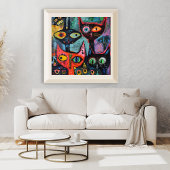Mysterious Cats - Impression d'art Whimsical