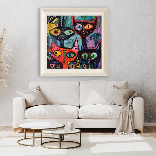 Mysterious Cats - Impression d'art Whimsical