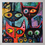 Mysterious Cats - Impression d'art Whimsical (Devant)