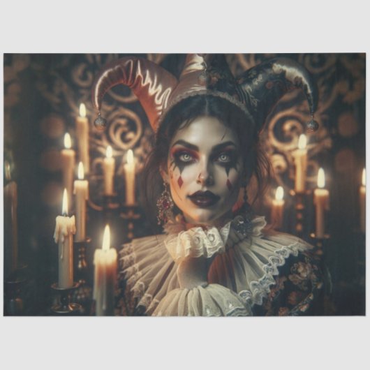 Mysterious Dark Harlequin Bright Eyes Decoupage Tissuepapier (Voorkant)