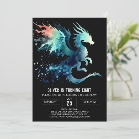 Mysterious Dragon Birthday Printable Kaart (Staand voorkant)
