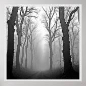 Mysterious Foggy Forest Path Poster (Voorkant)