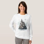 Mysterious Gothic Castle Halloween Art T-shirt (Voorkant volledig)
