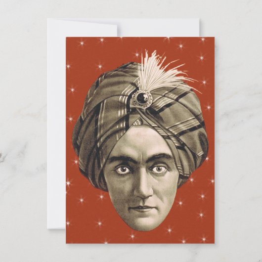 Mysterious Magical Birthday Genie Head White Stars Kaart (Achterkant)