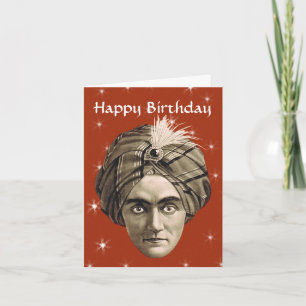 Mysterious Magical Genie Head Face Turban Birthday Kaart
