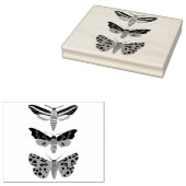Mysterious Magical Moths Trio Hand getekend Rubberstempel (Gestempeld)