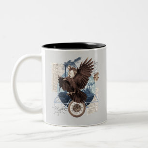 Mysterious Raven Collage -  en futuristisch Tweekleurige Koffiemok