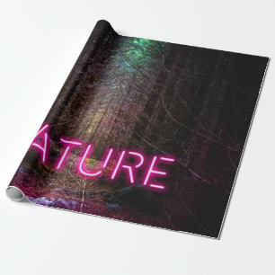 Mysterious spruce forest natuur neon magenta-teken cadeaupapier