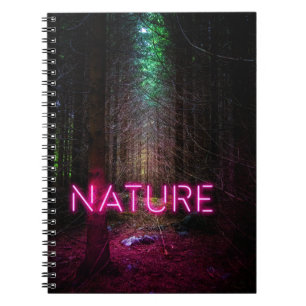 Mysterious spruce forest natuur neon magenta-teken notitieboek
