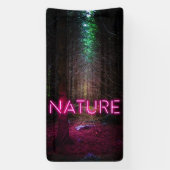 Mysterious spruce forest natuur neon magenta-teken spandoek (Verticaal)