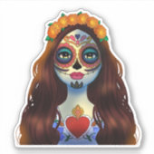 Mysterious Sugar Skull Woman Sticker (Voorkant)