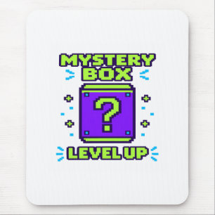 Mystery Box Level Up Retro 8 Bit Pixel Gamer T-Shi Muismat