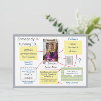 Mystery Crime Solvabilité Preuve Board Invitation