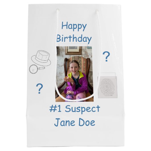Mystery Crime Solving Evidence Board Verjaardag Medium Cadeauzakje (Achterkant)