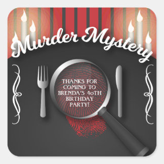 Mystery Dinner van Classy Red en Black Murder Vierkante Sticker