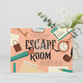 Mystery Escape Room Party Kaart (Staand voorkant)