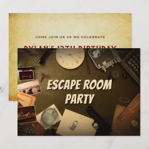 Mystery Game Escape Room Party Verjaardag Uitnodig Kaart