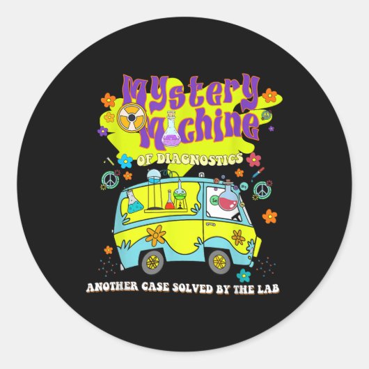 Mystery Machine Of Diagnostics Lab Week 2025 Med L Ronde Sticker (Voorkant)
