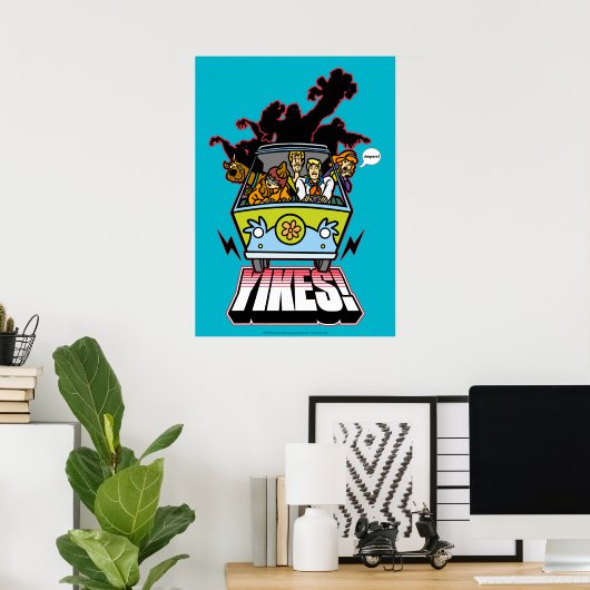 Mystery Machine "Yikes!" Grafisch Poster (Thuiskantoor)