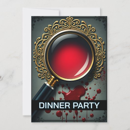 Mystery magnifying glass clues dinner party kaart (Voorkant)