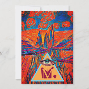 Mystery Mount Monogram en Rozen in de Sky Feestdagenkaart