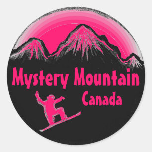 Mystery Mountain Canada roze snowboard stickers