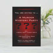 Mystery Party Invitation Black & Red Glow Murder Kaart (Staand voorkant)