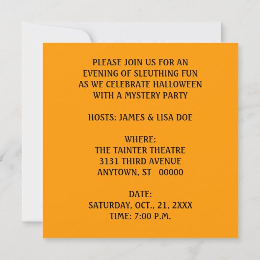 MYSTERY PARTY INVITE ~SUPER SLEUTH KAART (Achterkant)