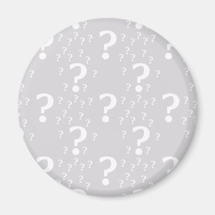 Mystery question mark riddle puzzle light grey magneet
