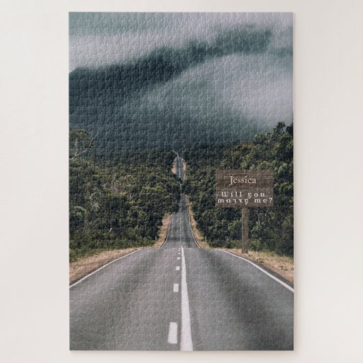 Mystery Road in Woods Mariage Proposition Puzzle (Vertical)