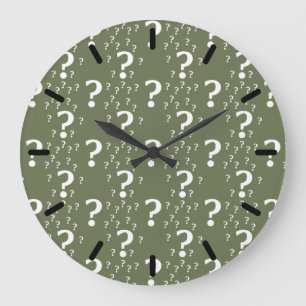Mystery vraagteken kronkelige puzzel olijfgroen grote klok