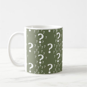 Mystery vraagteken kronkelige puzzel olijfgroen koffiemok