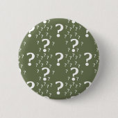 Mystery vraagteken kronkelige puzzel olijfgroen ronde button 5,7 cm (Voorkant)