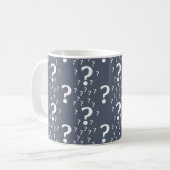 Mystery vraagteken raadsel puzzelblauw-grijs koffiemok (Voorkant links)