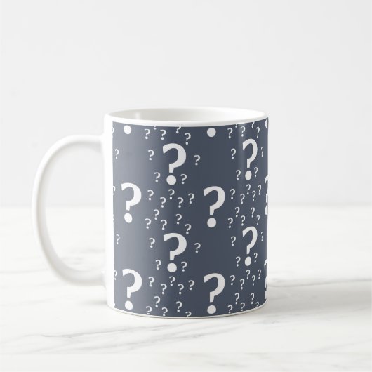 Mystery vraagteken raadsel puzzelblauw-grijs koffiemok (Links)