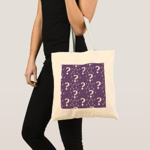 Mystery vraagteken raadsel puzzle paars tote bag