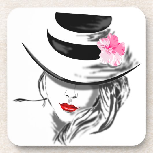 Mysteryous Lady Beverage Coaster Red Lips Bier Onderzetter (Voorkant)