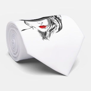 Mysteryous Lady Stropdas Red Lips